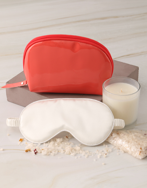 bath-and-body Coral Cosmetic Bag and Eye Mask Hamper