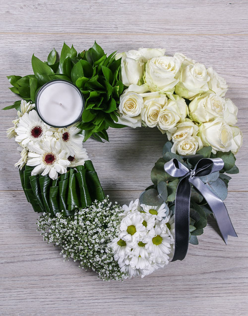 flowers Green and White Funeral Heart