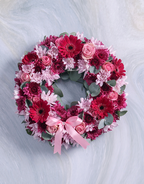 flowers Pink and Purple Sympathy Wreath