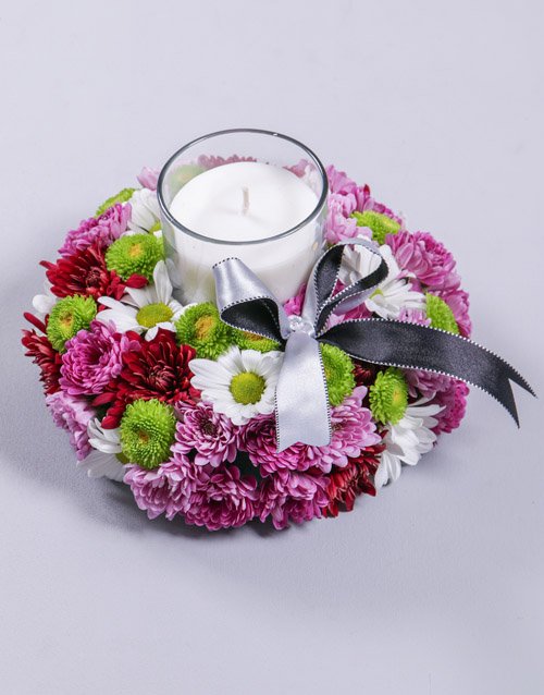 flowers Mixed Spray Sympathy Candle