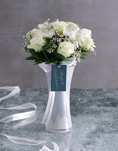 flowers White Vase Of Sympathy