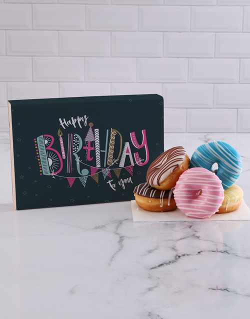 birthday Birthday Stripe Doughnut Box