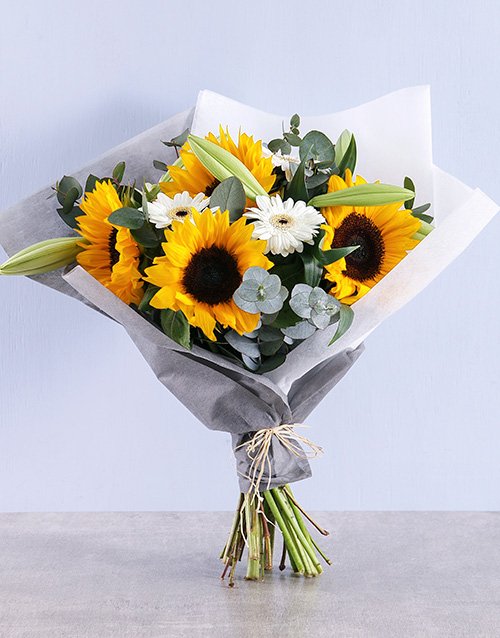 Peaceful Sunflower Mothers Day Bouquet