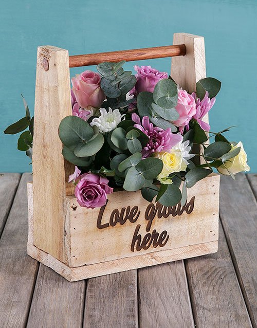 Mothers Day Love Grows Flower Crate