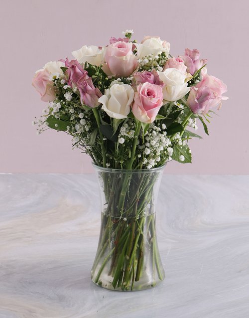 Mothers Day Pastel Mixed Rose Arrangement