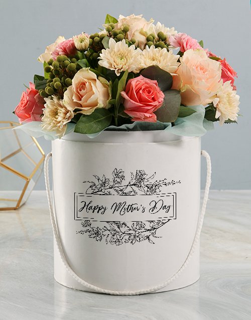 Mothers Day Pastel Floral Mix White Hat Box