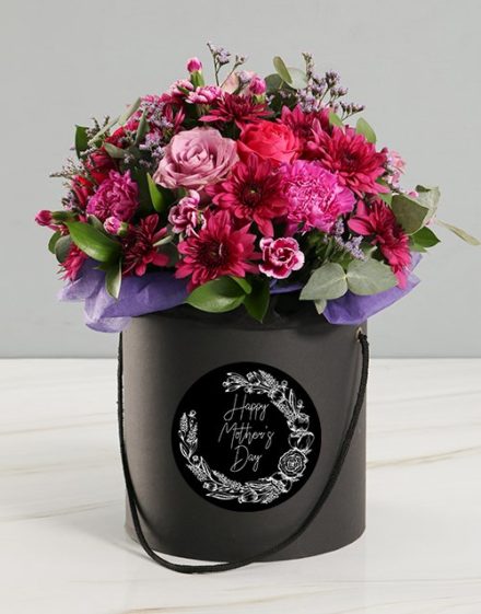 Mothers Day Pink Floral Mix Black Hat Box
