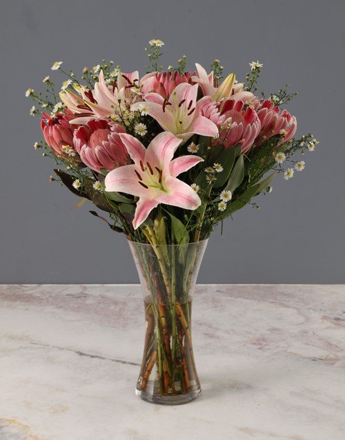 Proudly Proteas and Lily Mixed Vase