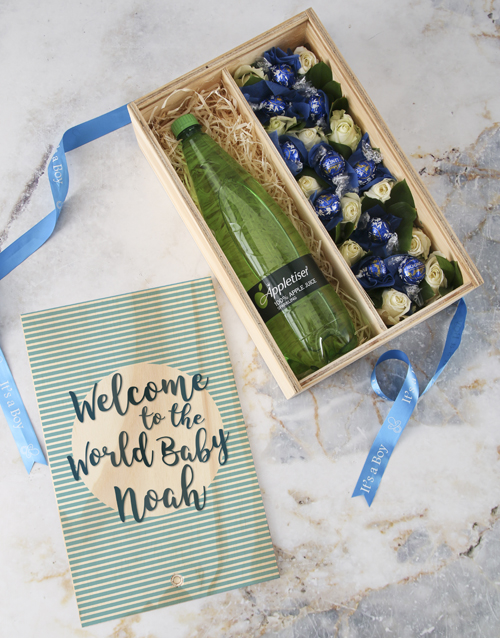 Personalised Welcome Baby Boy Crate