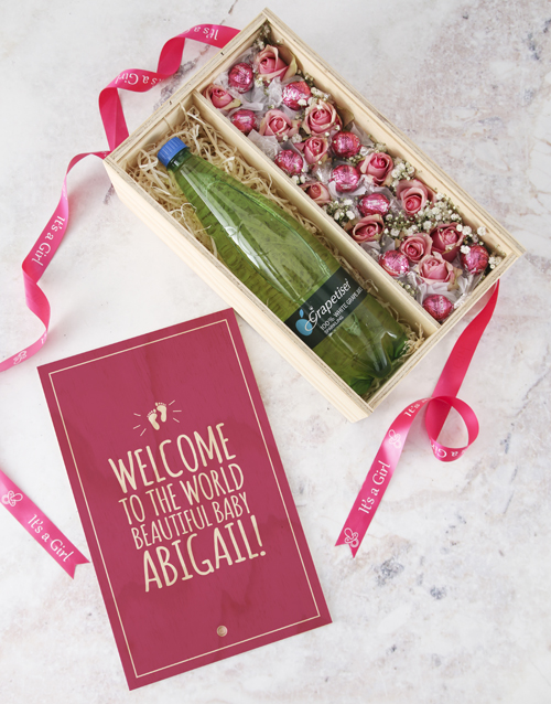 Personalised Welcome Baby Girl Crate