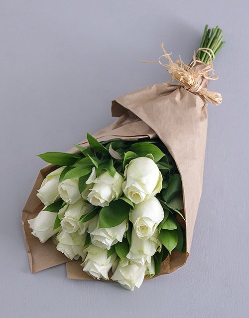 White Roses in Craft Paper