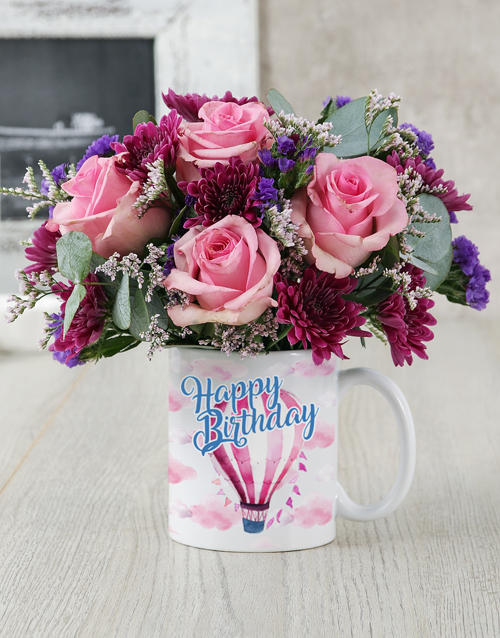 birthday Happy Birthday Air Balloon Mug Arrangement