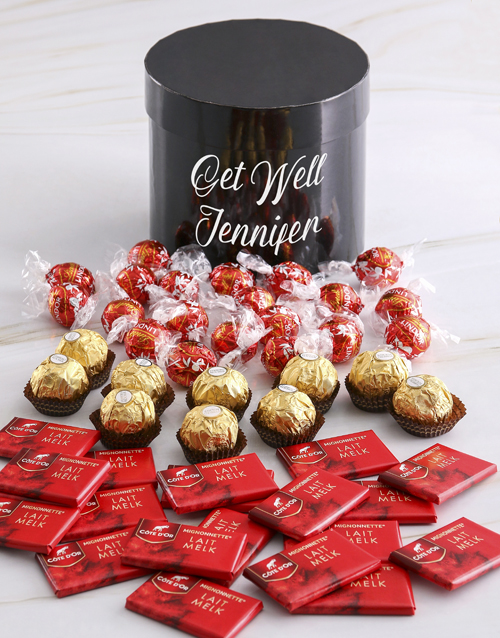 Personalised Assorted Get Well Mixed Choc Hat Box