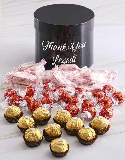 Personalised Assorted Thank You Mixed Choc Hat Box