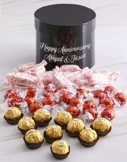 Personalised Assorted Anniversary Choc Hat Box