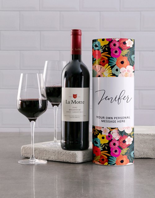 Playful Floral Personalised Wine Tube