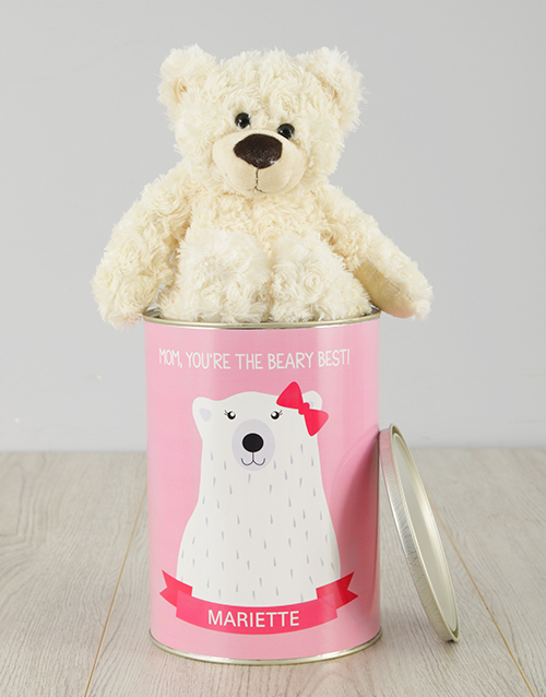 mothers-day Personalised Beary Best Mom Teddy Tin