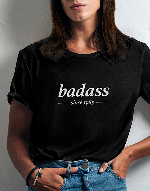birthday Personalised Badass Ladies T Shirt