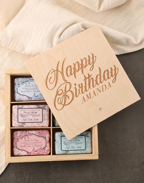 birthday Personalised Birthday Assorted Soaps Wooden Crate