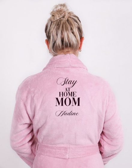 mothers-day Personalised Slay At Home Mom Pink Fleece Gown