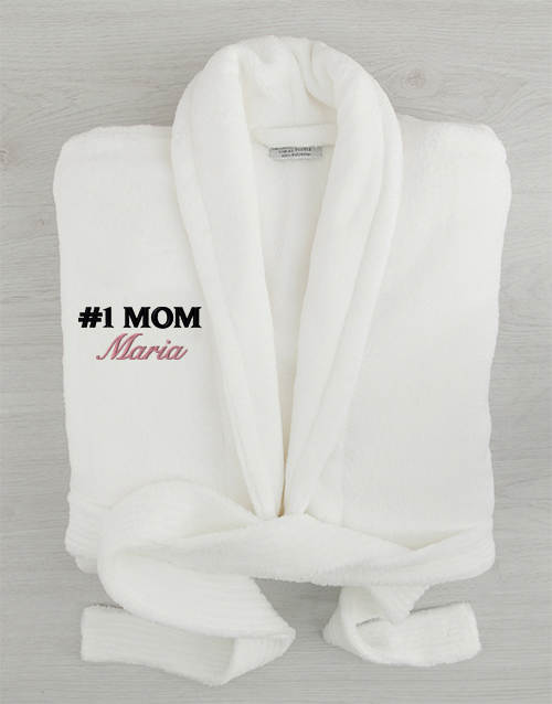 mothers-day Personalised Number One Mom White Fleece Gown