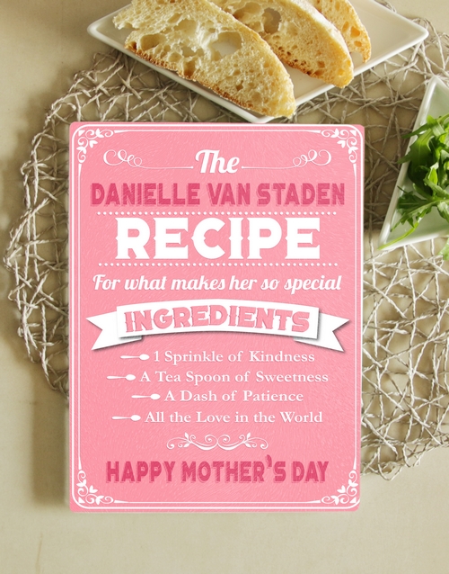 mothers-day Personalised Recipe Glass Chopping Board