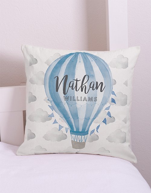 Blue Air Balloon Personalised Scatter Cushion