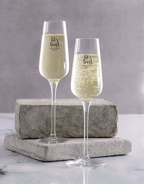 Lets Toast Personalised Champagne Glass Set