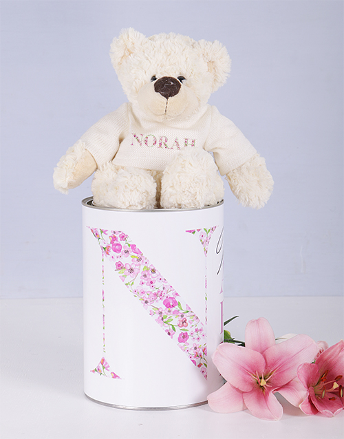 mothers-day Personalised Mom Teddy jersey matching tin