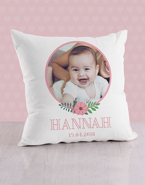 Floral Portrait Baby Personalised Scatter Cushion