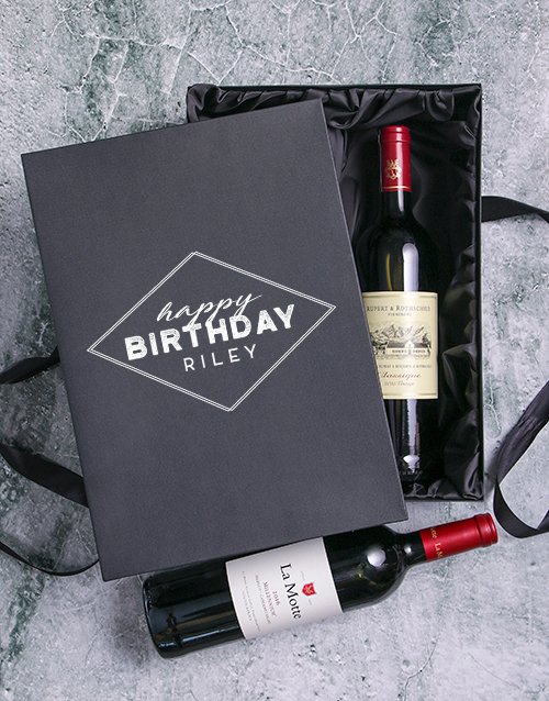 Happy Birthday Red Personalised Wine Duo