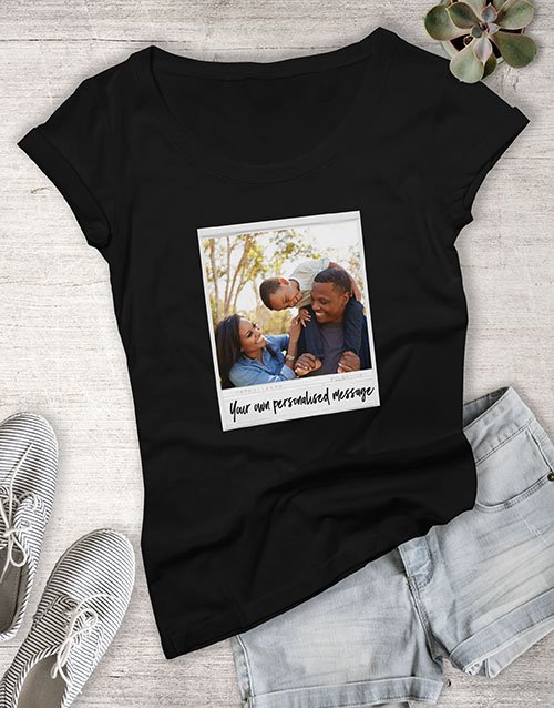 Personalised Polaroid With Message Ladies T Shirt