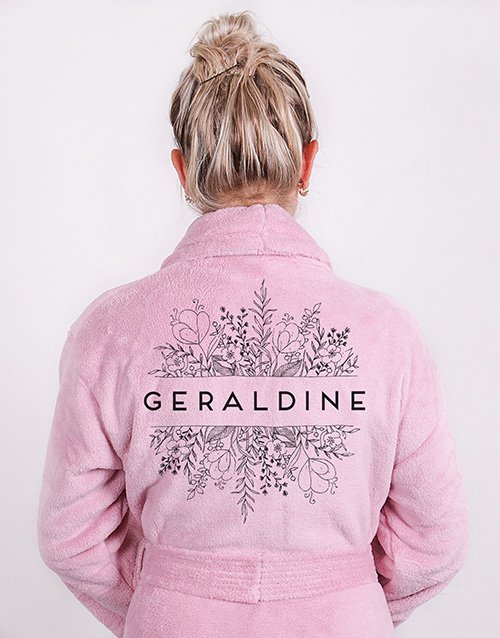 mothers-day Personalised Floral Botany Fleece Gown