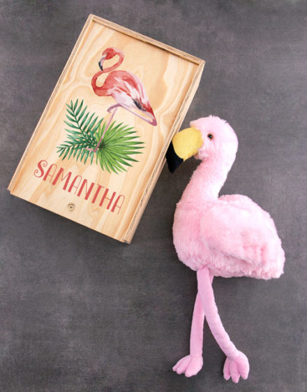 mothers-day Personalised Fluffy Flamingo Crate