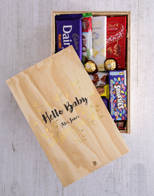 Personalised Hello Baby Chocolate Crate