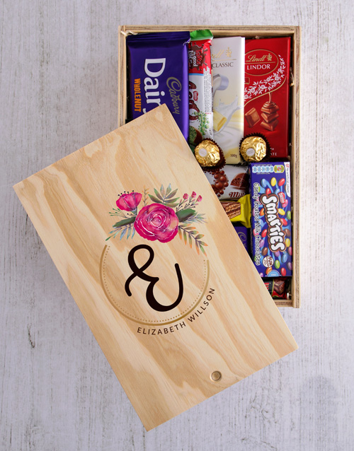 Personalised Floral Initial Chocolate Crate