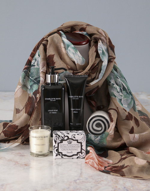 mothers-day Charlotte Rhys Pamper Box And Beige Floral Scarf