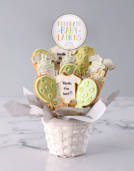 baby Personalised A Baby Is Born Cookie Bouquet