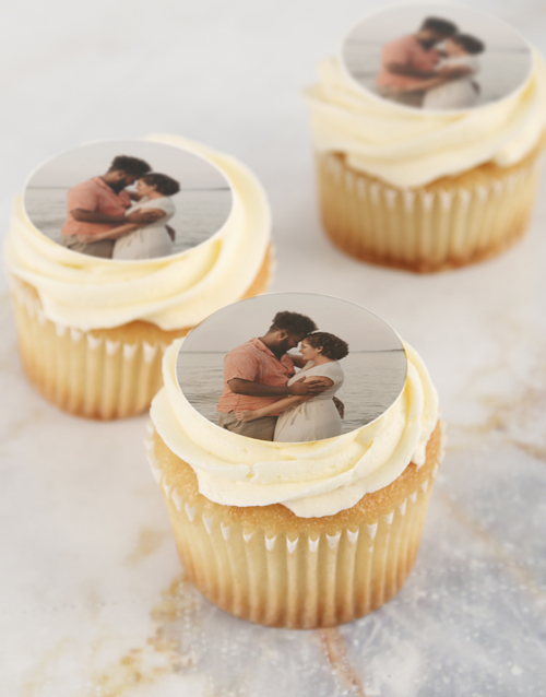 fathers-day Personalised Vanilla Photo Cupcakes