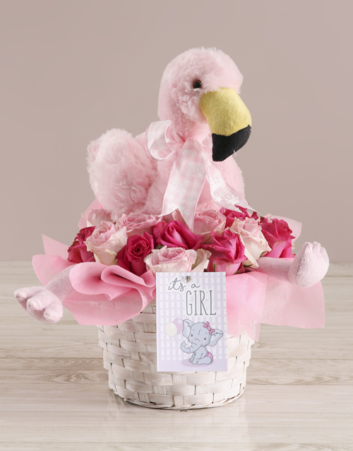 baby Baby Girl Flamingo Arrangement