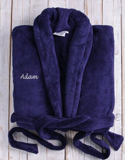 fathers-day Personalised Dark Blue Fleece Gown