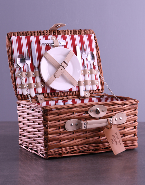 fathers-day Personalised Own Message Red Picnic Basket