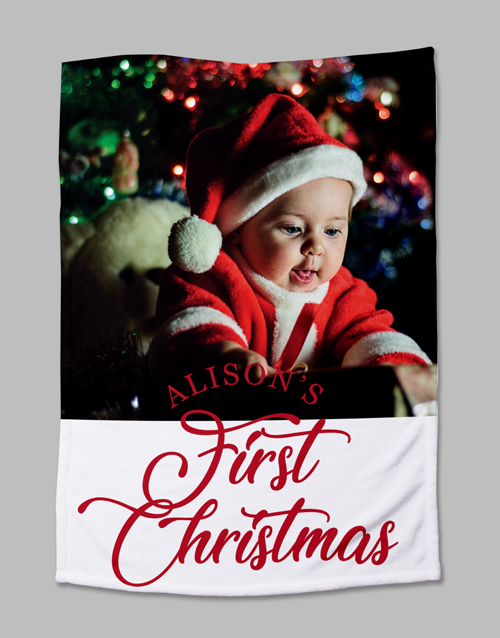 baby Personalised First Christmas Photo Blanket