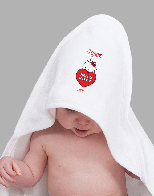 baby Personalised Hello Kitty Hooded Towel