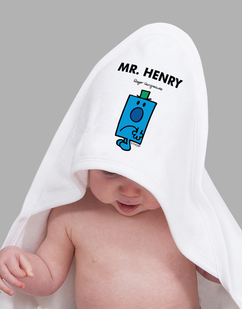 baby Personalised Mister Grumpy Hooded Towel