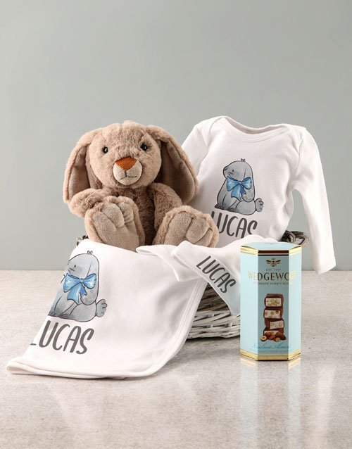 baby Personalised Watercolour Bunny Clothing Set