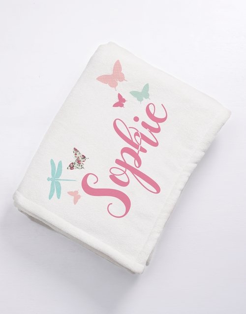 baby Personalised Butterflies Baby Fleece Blanket