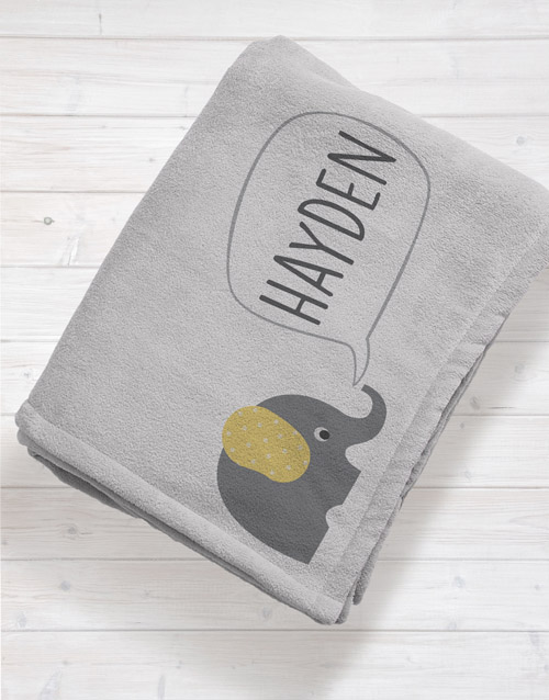 baby Personalised Elephant Baby Fleece Blanket