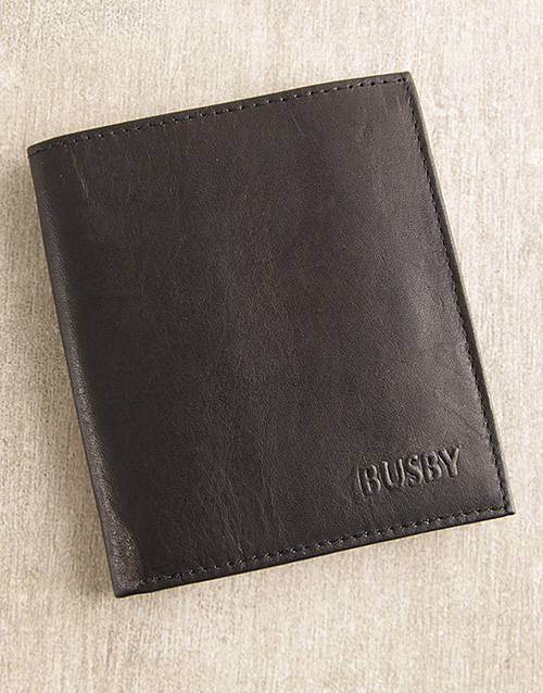 fathers-day Personalised Busby Pygmy Black Bilfold Wallet