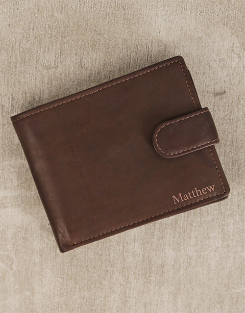 fathers-day Personalised Busby Pygmy Brown Billfold Wallet